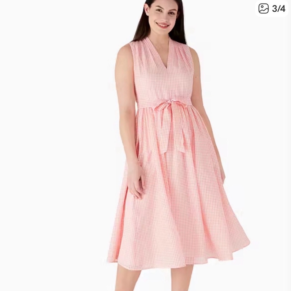 Pink Gingham Sleeveless Dress